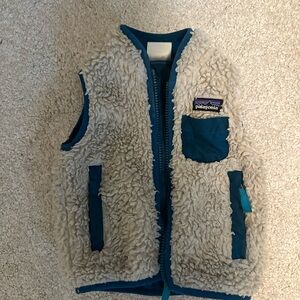 Patagonia Cream and Blue Fleece Vest